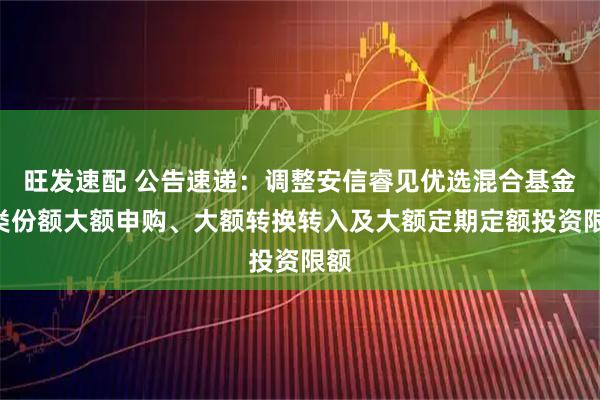 旺发速配 公告速递：调整安信睿见优选混合基金A类份额大额申购、大额转换转入及大额定期定额投资限额